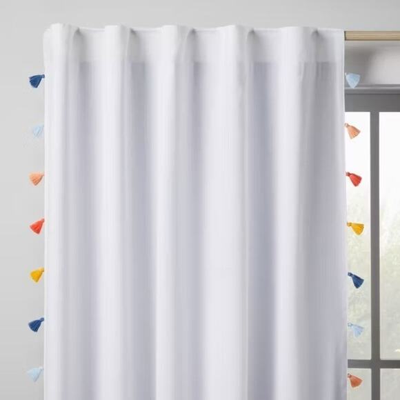 Pillowfort 42x63" Tassel Kids' Blackout Rod Pocket Window Curtain Panel* - Picture 1 of 5